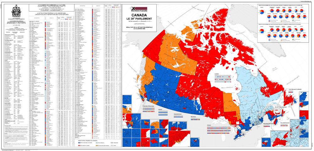 Carte du Canada, le 39e Parlement (2006)
