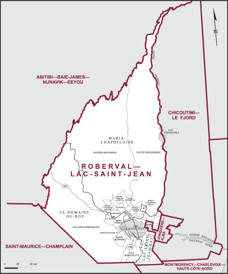 Map – Roberval–Lac-Saint-Jean, Quebec