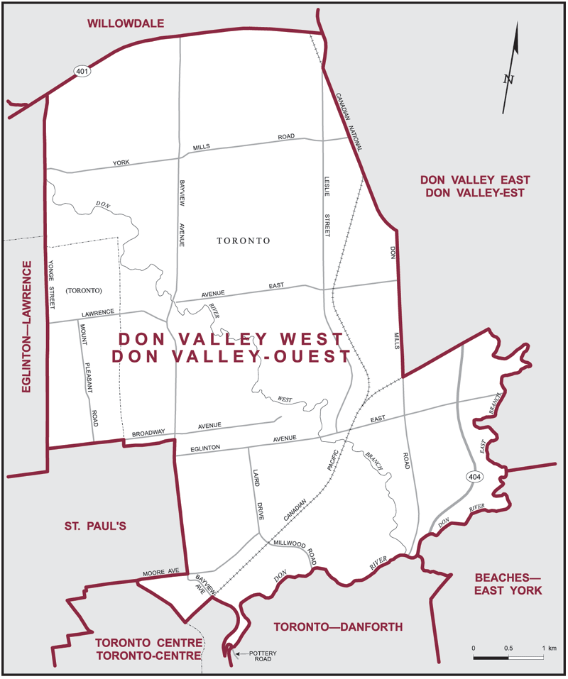 Carte &ndash; Don Valley-Ouest, Ontario