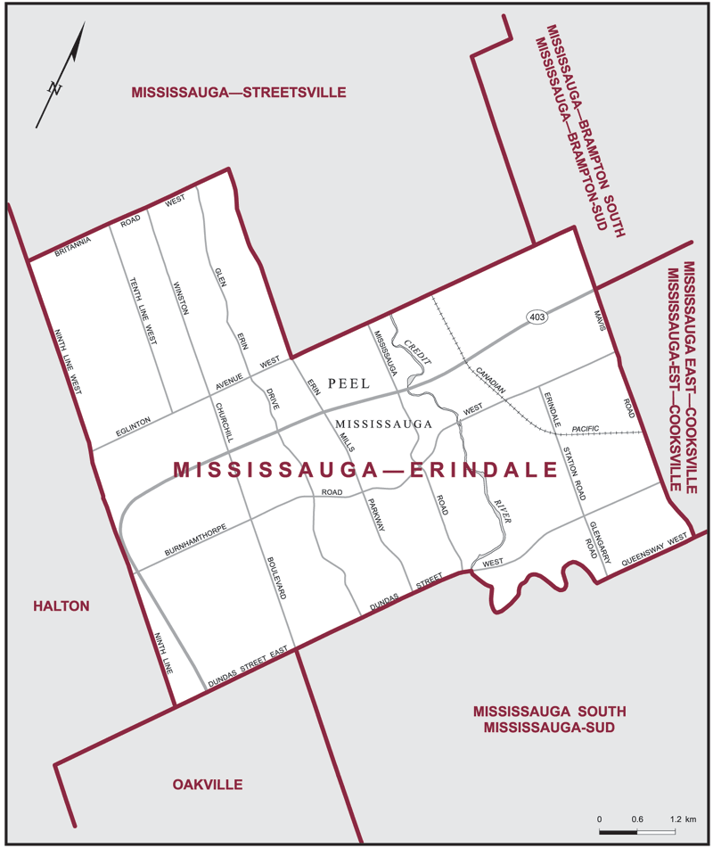 Carte – Mississauga–Erindale, Ontario