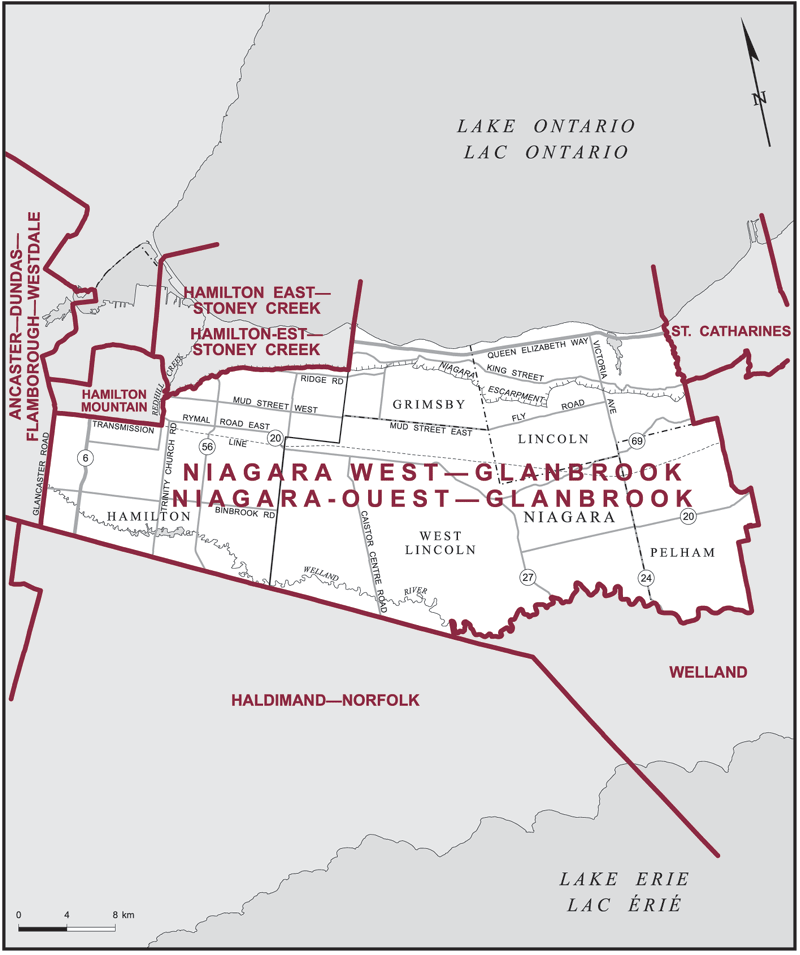 Carte &ndash; Niagara-Ouest&ndash;Glanbrook, Ontario