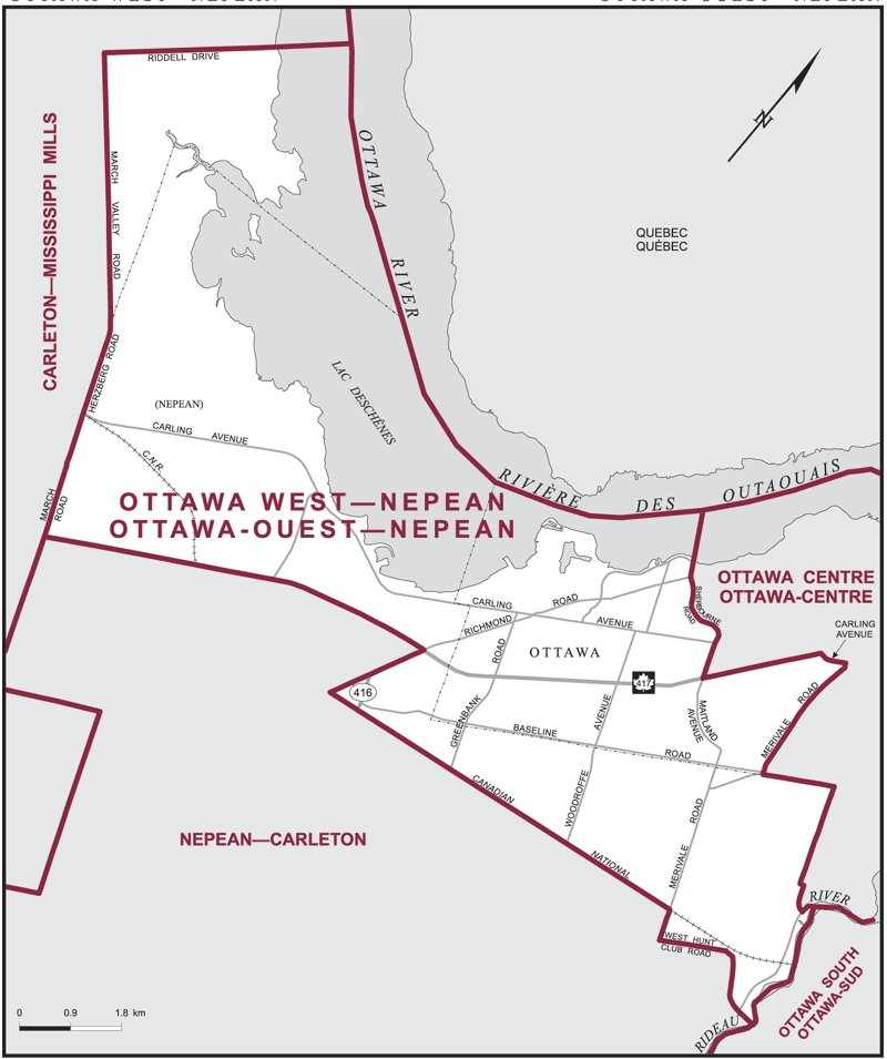 Carte – Ottawa-Ouest–Nepean, Ontario