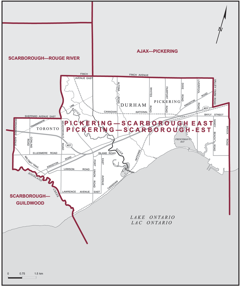 Carte &ndash; Pickering-Scarborough-Est, Ontario