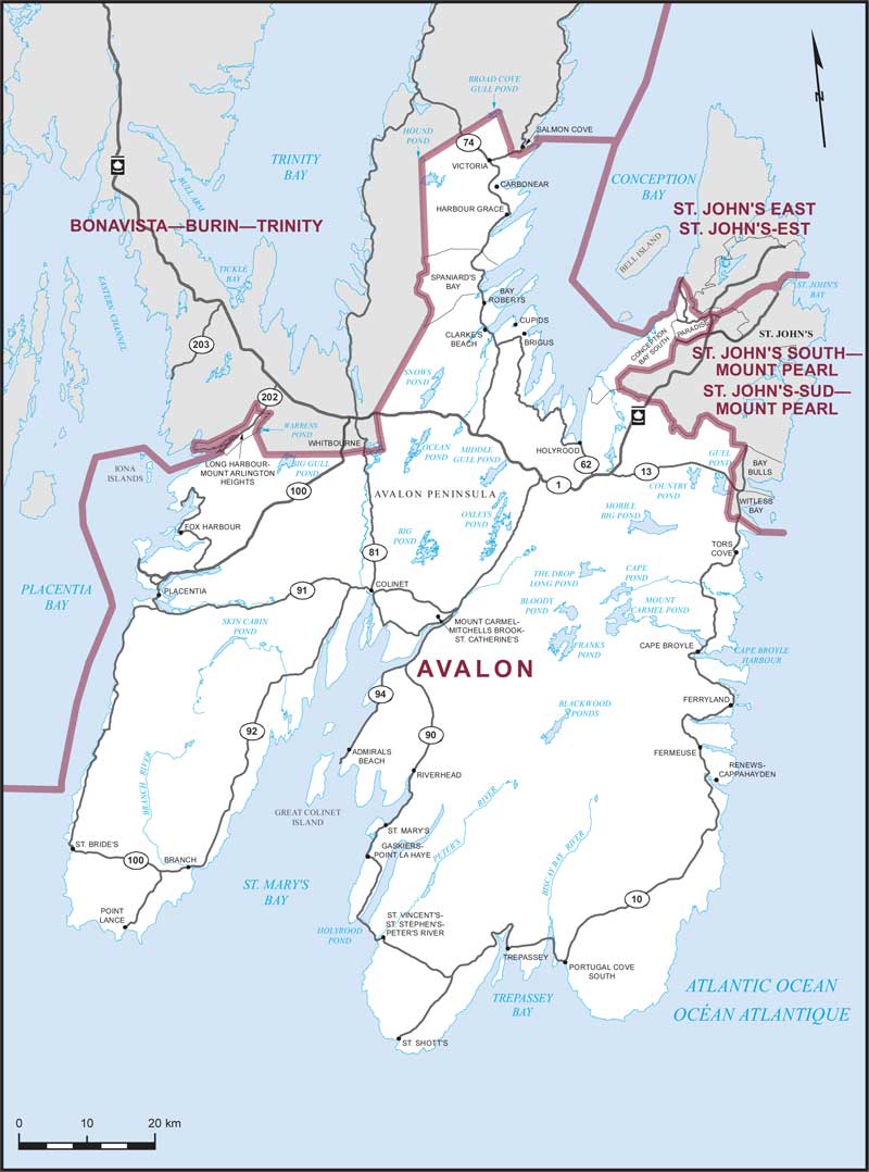 Map – Avalon, Newfoundland and Labrador
