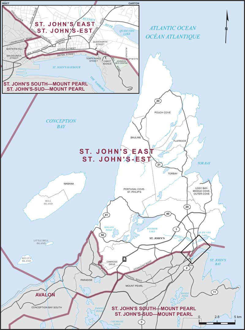 Carte – St. John's-Est, Terre-Neuve-et-Labrador