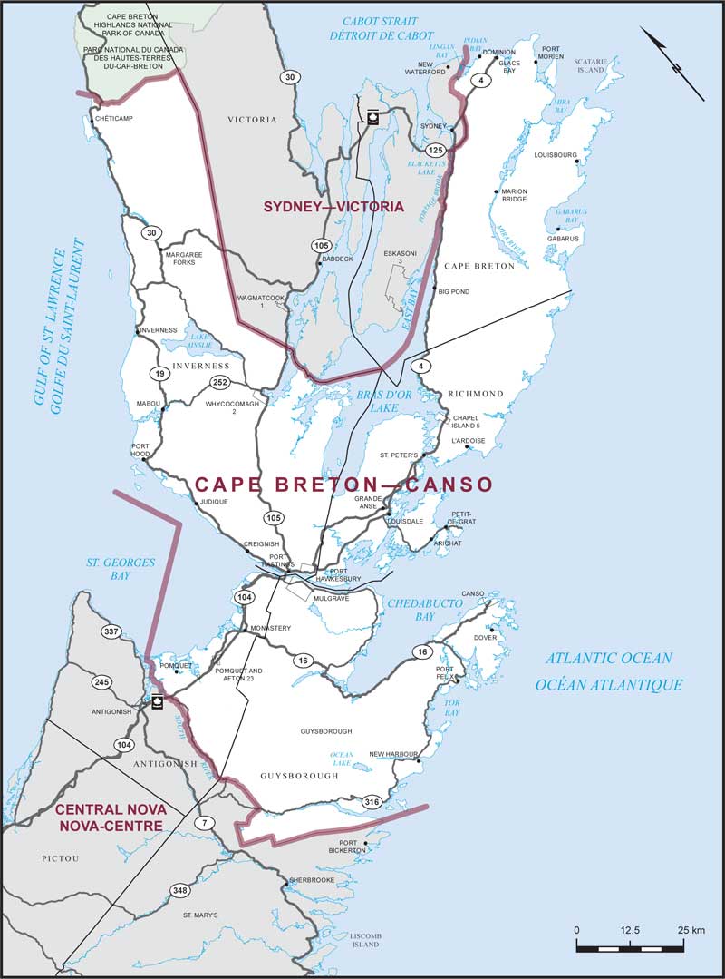 Carte – Cape Breton–Canso, Nouvelle-cosse