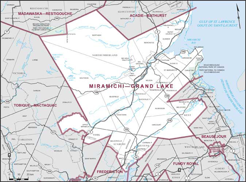 Map – Miramichi–Grand Lake, New Brunswick