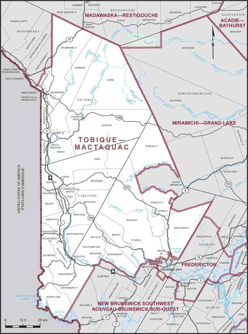 Map – Tobique–Mactaquac, New Brunswick