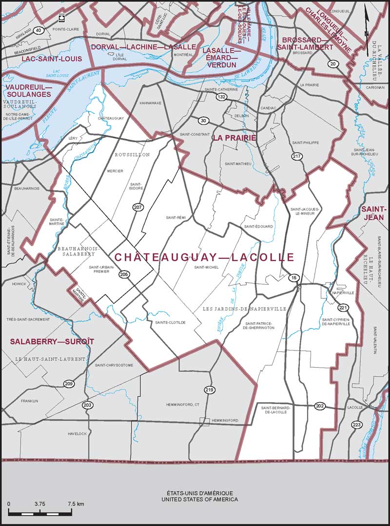 Map – Châteauguay–Lacolle, Quebec