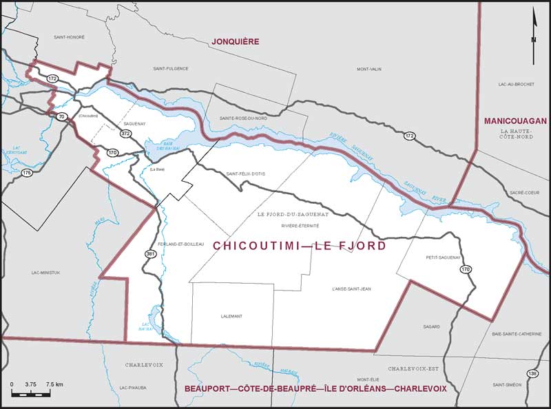 Map – Chicoutimi–Le Fjord, Quebec