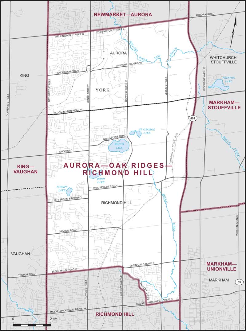 Map – Aurora–Oak Ridges–Richmond Hill, Ontario