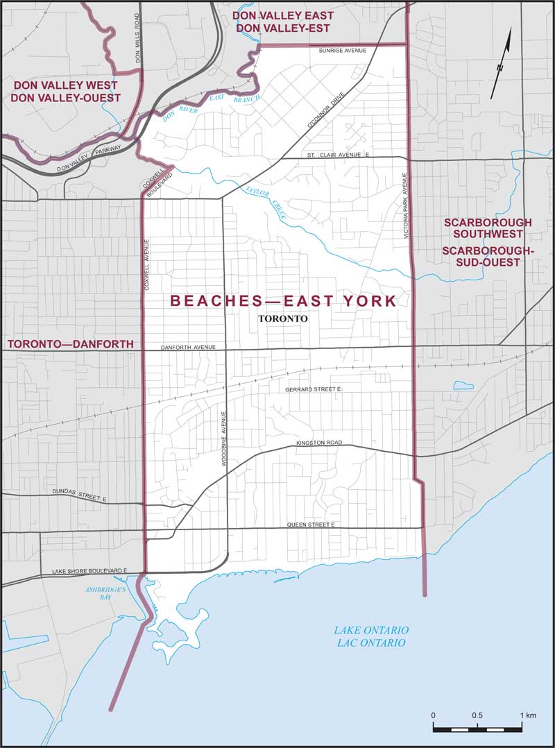 Map – Beaches–East York, Ontario