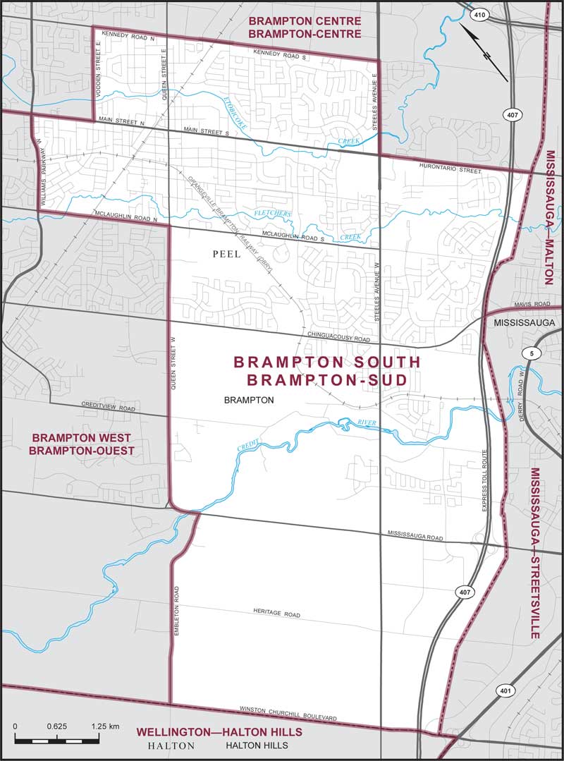 Carte – Brampton-Sud, Ontario
