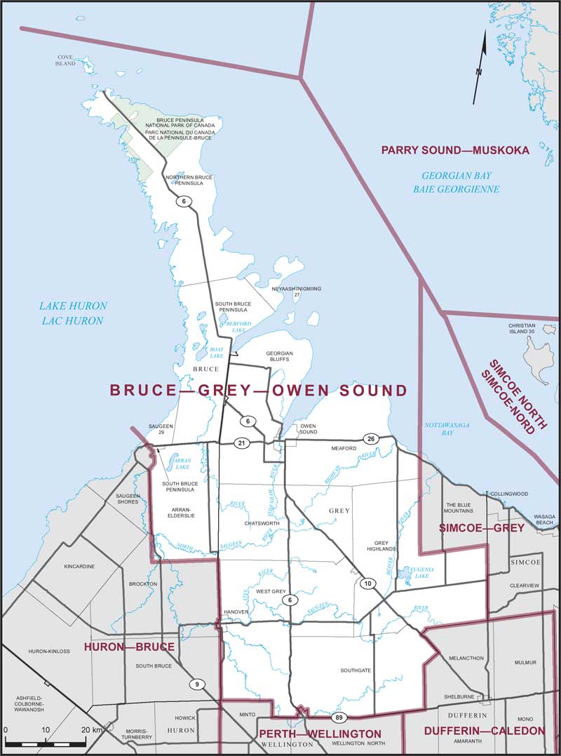 Carte – Bruce–Grey–Owen Sound, Ontario