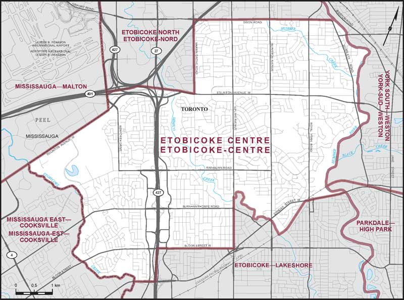 Map – Etobicoke Centre, Ontario