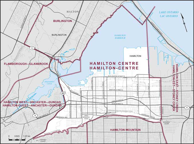 Carte – Hamilton-Centre, Ontario