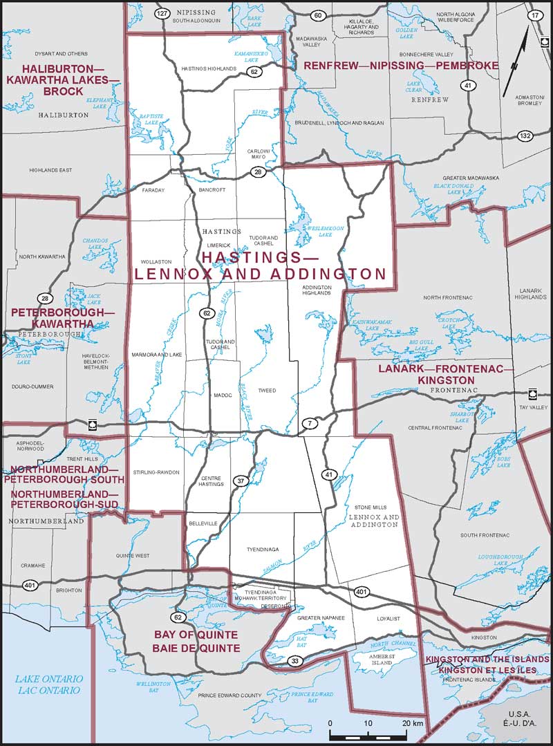 Carte – Hastings–Lennox and Addington, Ontario