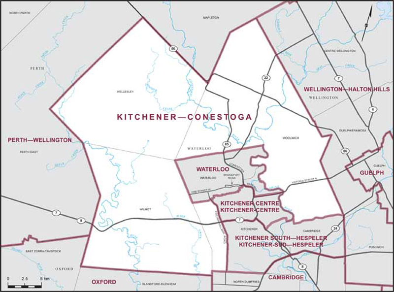 Map – Kitchener–Conestoga, Ontario