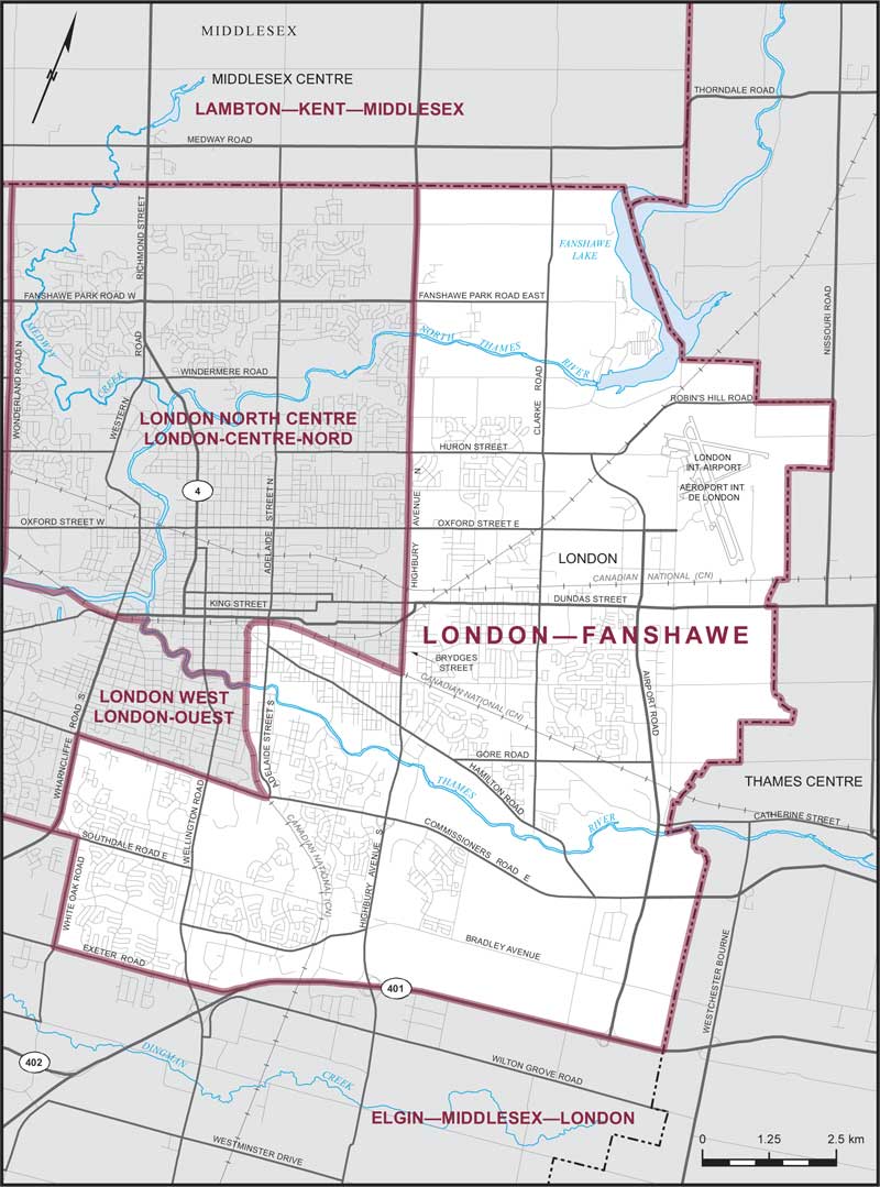 Map – London–Fanshawe, Ontario