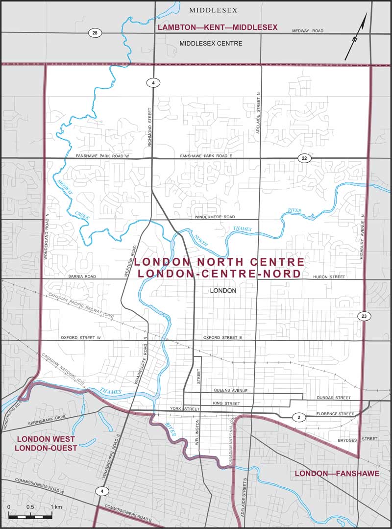 Map – London North Centre, Ontario