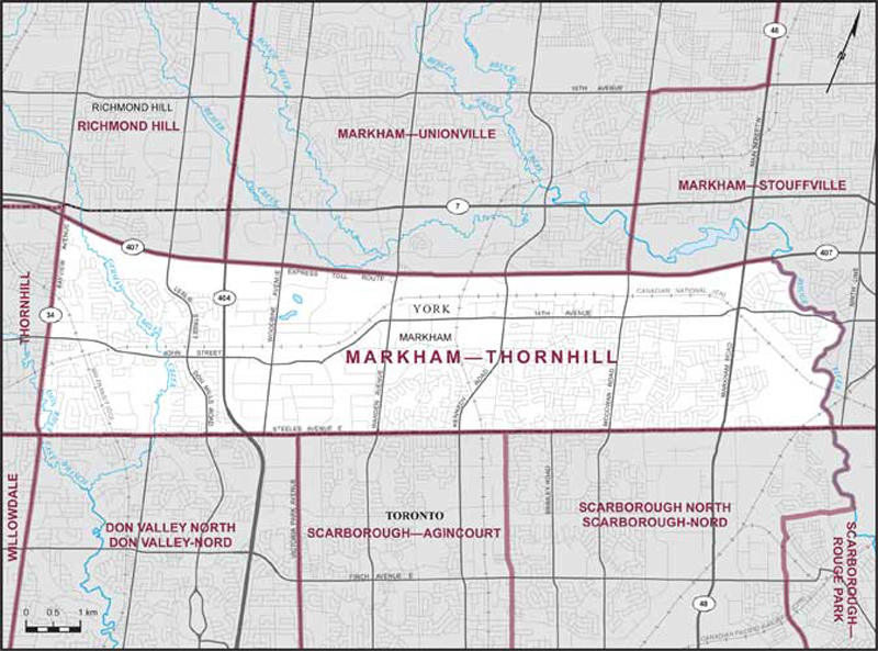 Map – Markham–Thornhill, Ontario