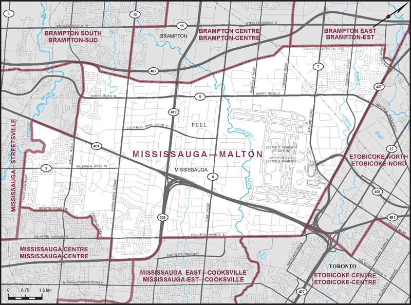 Map – Mississauga–Malton, Ontario