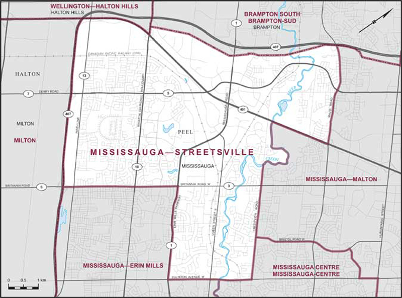 Map – Mississauga–Streetsville, Ontario