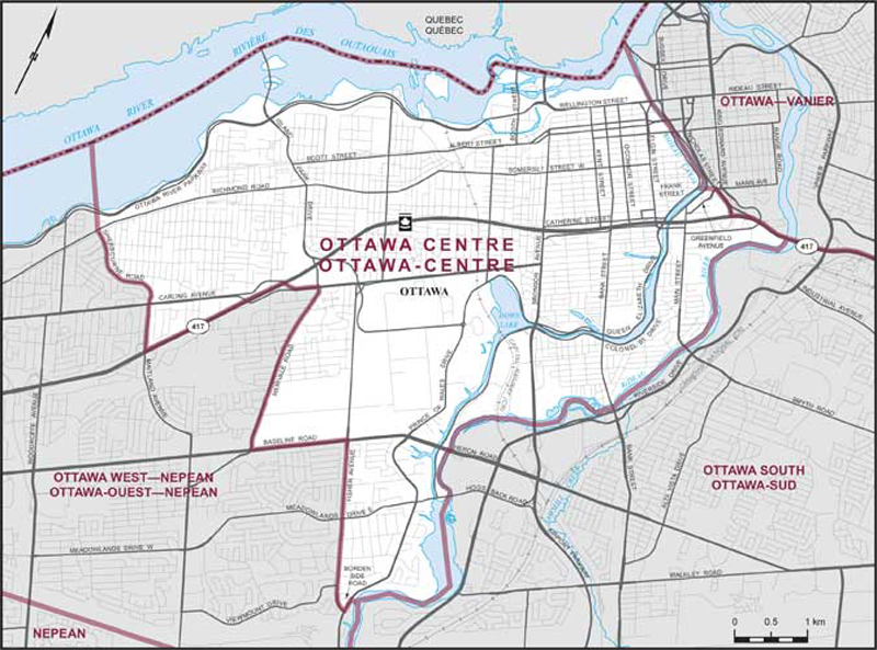 Map – Ottawa Centre, Ontario
