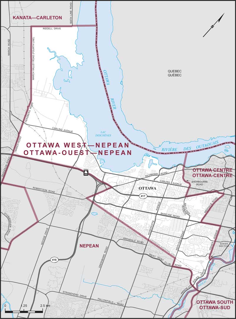 Map – Ottawa West–Nepean, Ontario