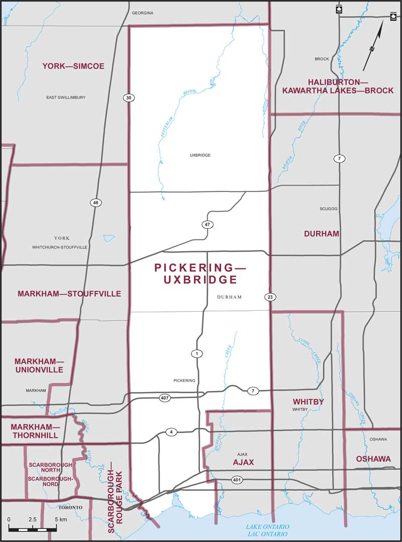 Map – Pickering–Uxbridge, Ontario