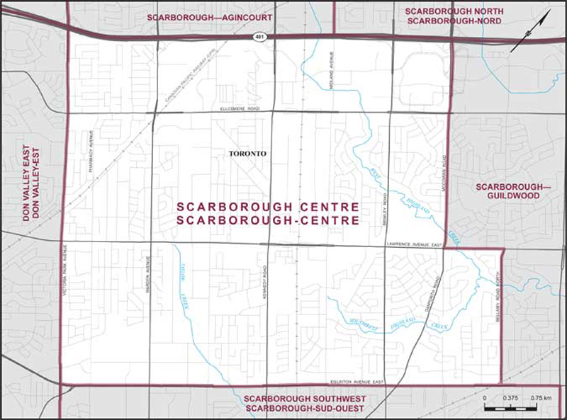 Map – Scarborough Centre, Ontario