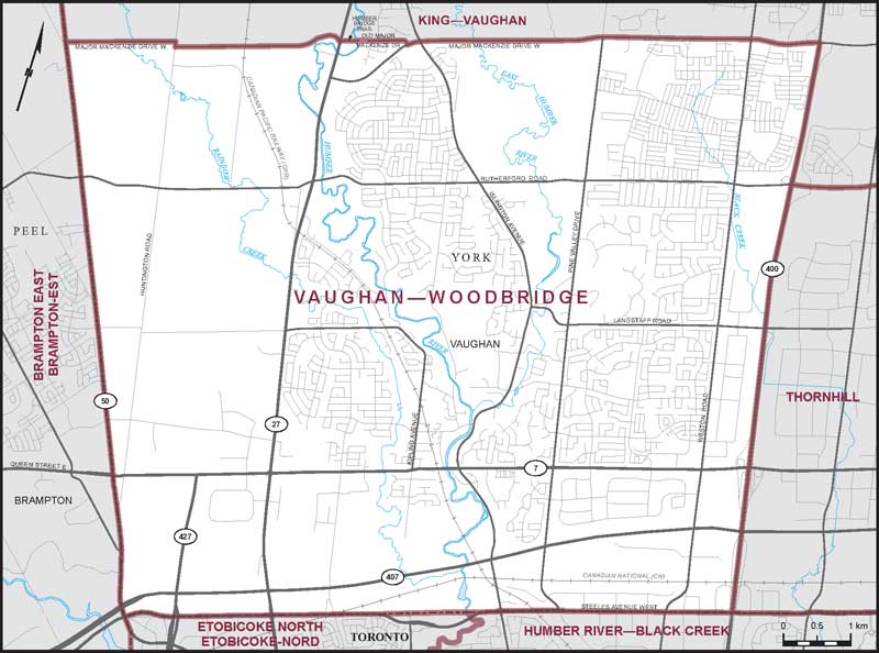 Map – Vaughan–Woodbridge, Ontario