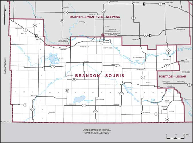 Map – Brandon–Souris, Manitoba