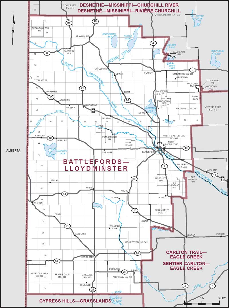 Carte – Battlefords–Lloydminster, Saskatchewan