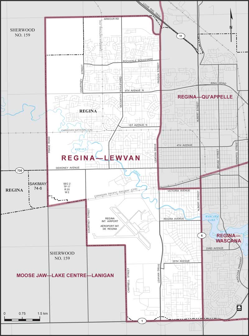 Carte – Regina–Lewvan, Saskatchewan