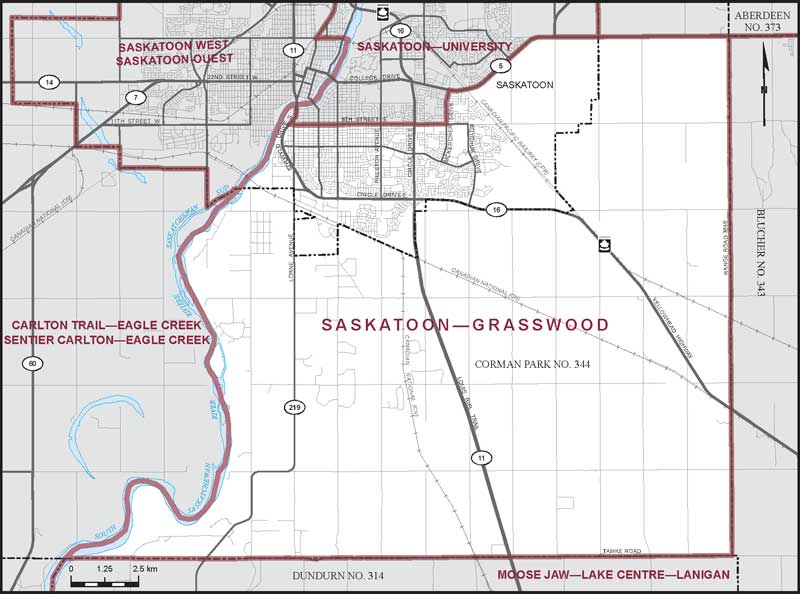 Map – Saskatoon–Grasswood, Saskatchewan