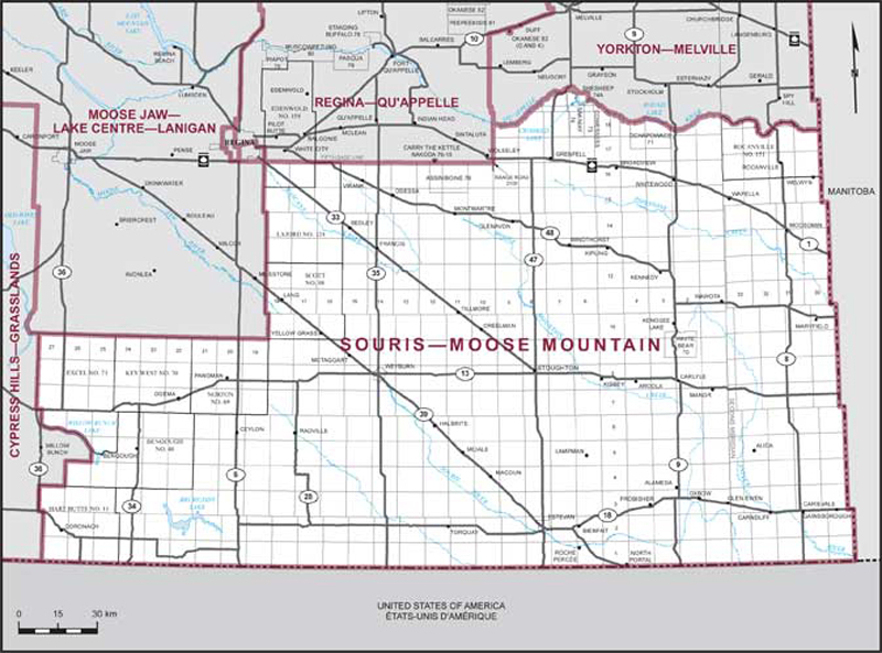 Carte – Souris–Moose Mountain , Saskatchewan