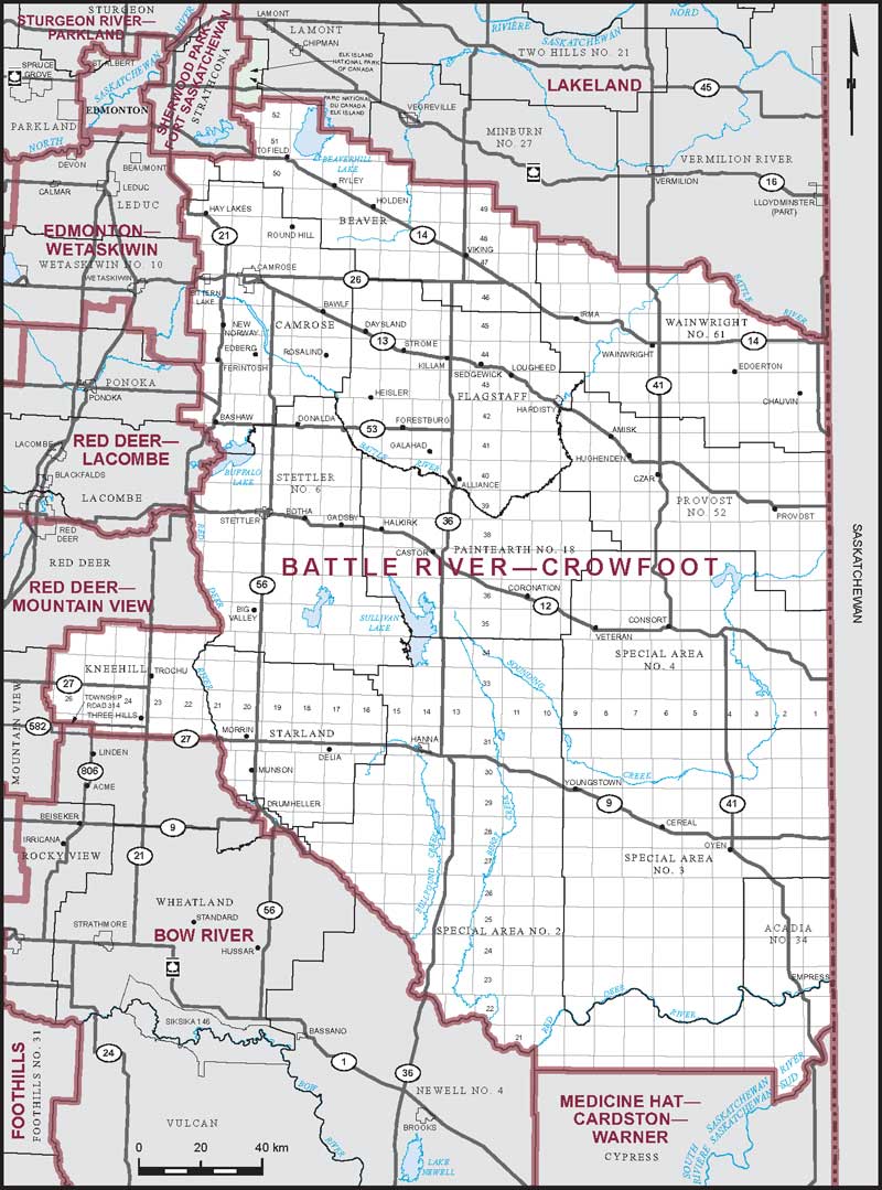 Map – Battle River–Crowfoot, Alberta