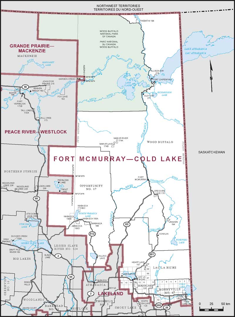 Carte – Fort McMurray–Cold Lake, Alberta
