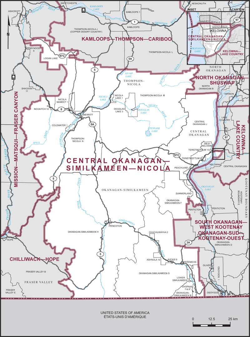 Carte – Central Okanagan–Similkameen–Nicola, Colombie-Britannique