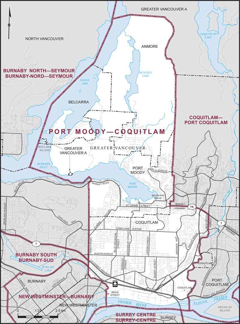 Carte – Port Moody–Coquitlam, Colombie-Britannique