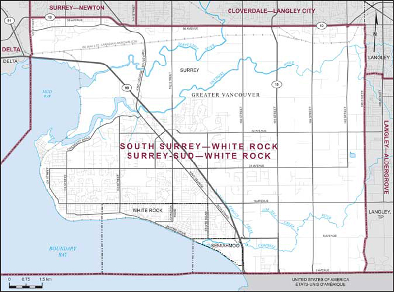 Map – South Surrey–White Rock, British Columbia
