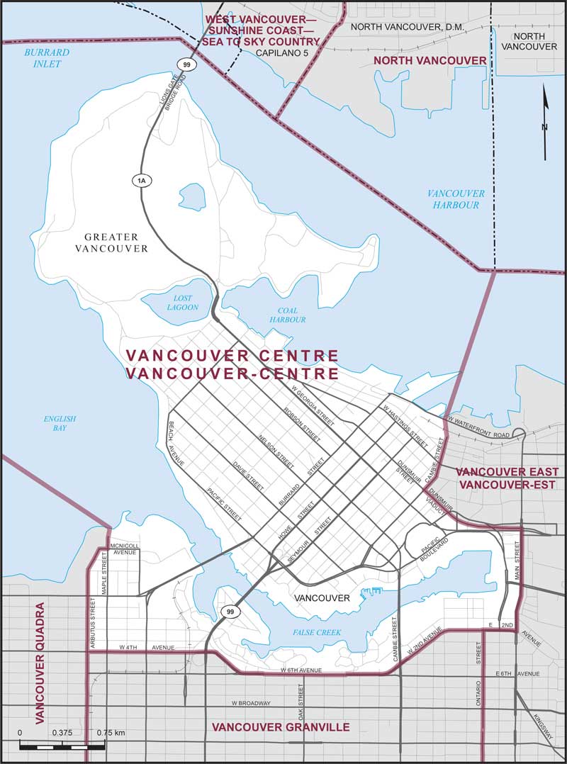 Map – Vancouver Centre, British Columbia