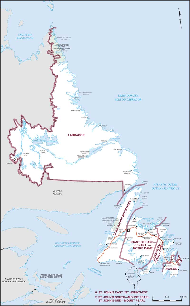 Carte de Terre-Neuve-et-Labrador