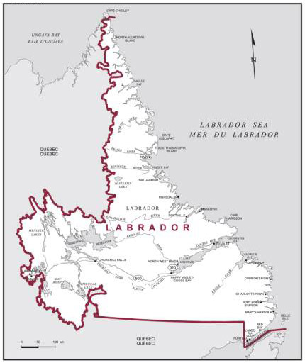 Map of the electoral district of Labrador