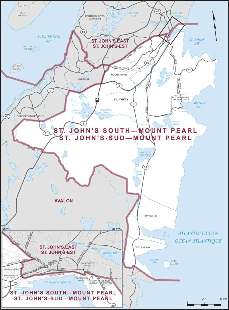 Map of St. John's South--Mount Pearl