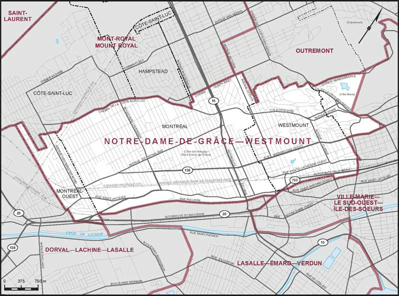 Map of Notre-Dame-de-Grâce--Westmount