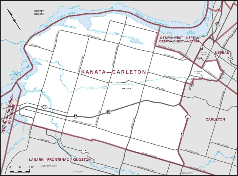 Map of Kanata--Carleton