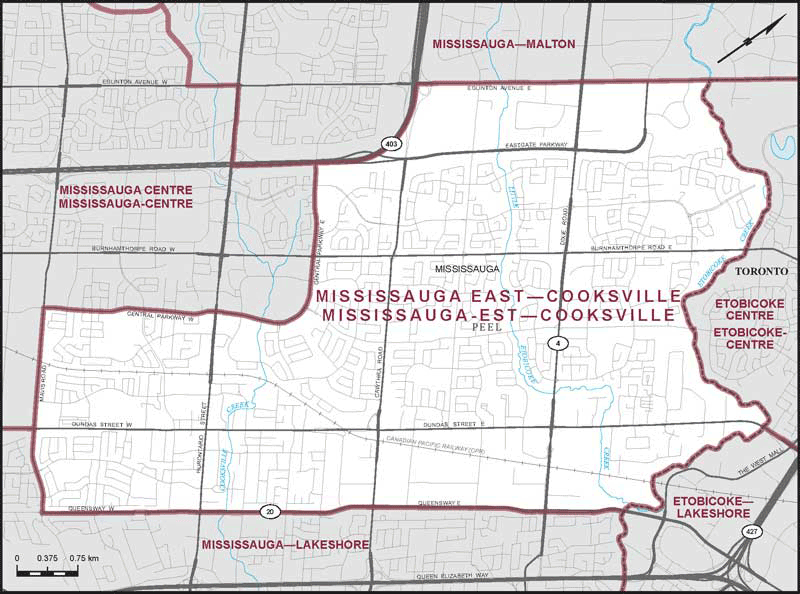 Map of Mississauga East--Cooksville