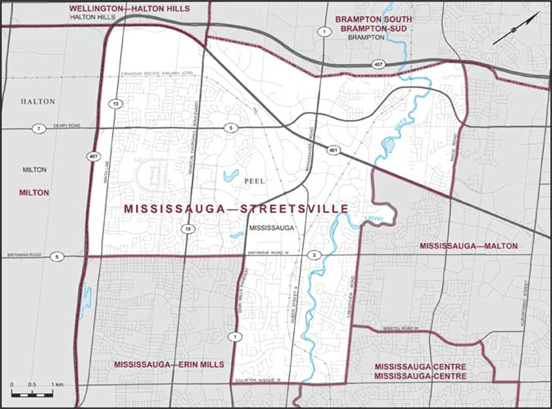 Map of Mississauga--Streetsville